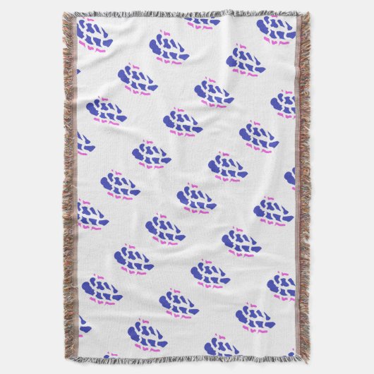 Koningsblauw en roze patronen deken (Voorkant Verticaal)