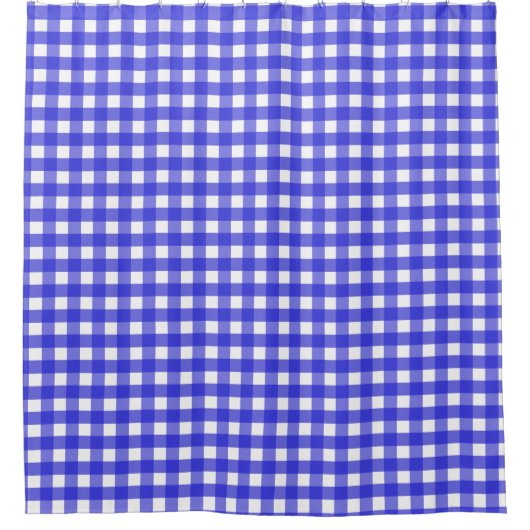 Koningsblauw gingham douchegordijn (Voorkant)