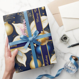 Koningsblauw kerstcadeaupapier met tekst cadeaupapier