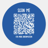 Koningsblauw | Zakelijke QR-code scanbaar Ronde Sticker (Voorkant)