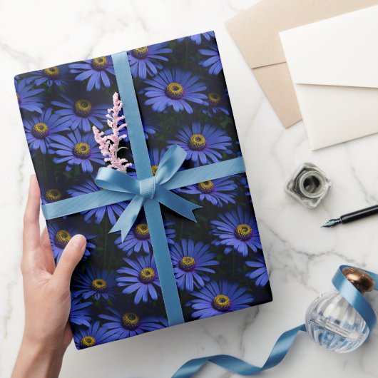 Koningsblauwe Aster Bloem Inpakpapier (Geschenken)
