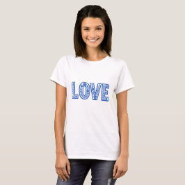 Koningsblauwe bloem "LOVE" T-shirt
