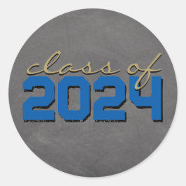 Koningsblauwe & Bronzen Schoolbord Afstudeersticke Ronde Sticker