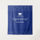 Koningsblauwe Confetti Felicitaties Afstudeerfeest Wandkleed (Voorkant)