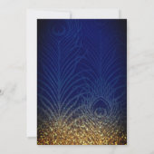 Koningsblauwe en gouden pauwenveer Indische bruilo Kaart (Achterkant)
