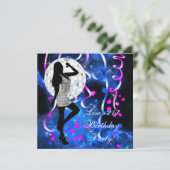 Koningsblauwe en knalroze 21e verjaardagsfeestje kaart (Staand voorkant)