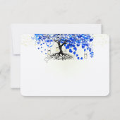 Koningsblauwe Hartbladboom op Zwarte Bruiloft RSVP Kaartje (Achterkant)