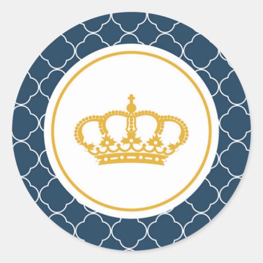 Koningsblauwe Kleine Prins Kroon Sticker (Voorkant)