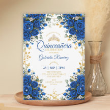 Koningsblauwe Rozen Quinceañera Gouden Vlinders