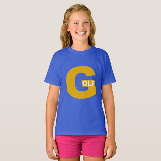 Koningsblauwe T-shirt Kinderen  DESIGN  GOLF  (Voorkant volledig)