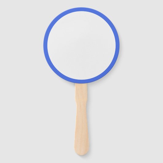 Koningsblauwe ventilator met witte rand – Op maat  Handwaaier (Achterkant)