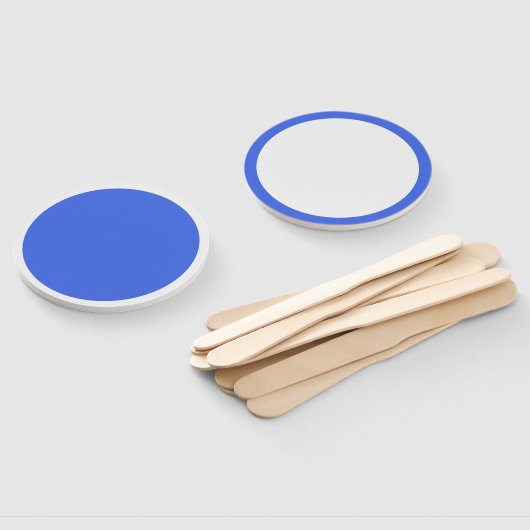 Koningsblauwe ventilator met witte rand – Op maat  Handwaaier (Niet-gemonteerd)