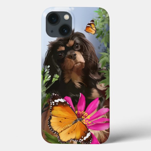 Koningscharles spaniel en vlinders Case-Mate iPhone case (Achterkant)