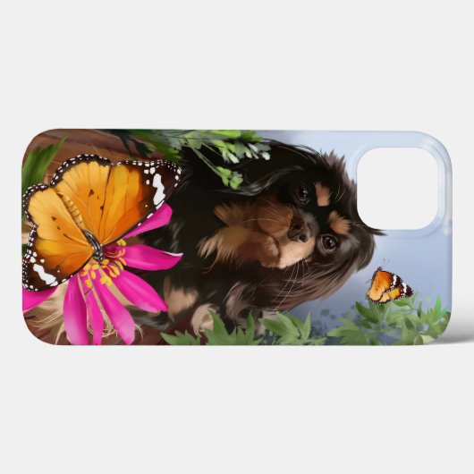 Koningscharles spaniel en vlinders Case-Mate iPhone case (Achterkant (horizontaal))