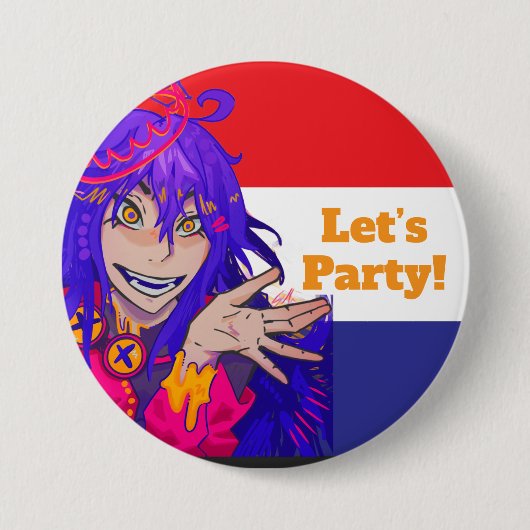 Koningsdag anime ronde button 7,6 cm (Voorkant)