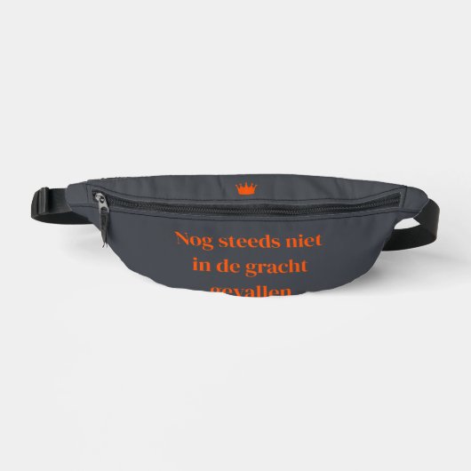 Koningsdag heuptasje - Oranje Tekst - gracht - (Voorkant)