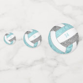 koningsfeest met aqua gray girly volleyball confetti (Achterkanten)