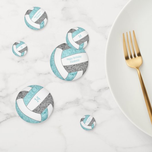 koningsfeest met aqua gray girly volleyball confetti (Groep)