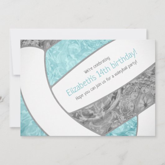 koningsfeest met aqua gray girly volleyball kaart (Voorkant)