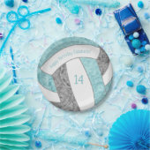 koningsfeest met aqua gray girly volleyball papieren bordje (Feest)