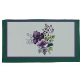 Koningsgrootte Bloemen Ontwerp Groen Paarse Kussensloop (Voorkant-Rechts)