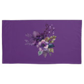 Koningsgrootte Paarse bloemontwerp Kussensloop (Voorkant-Links)