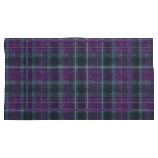 Koningsgrootte Paarse & Groene geruite Kussensloop (Voorkant-Rechts)