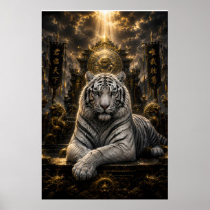 Koningslicht   Witte Tijger Troon   Majestueuze Fa Poster