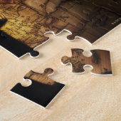 Koningsschaken op oude wereldkaart legpuzzel (Zijkant)