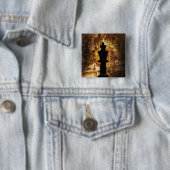 Koningsschaken op oude wereldkaart vierkante button 5,1 cm (In situ)