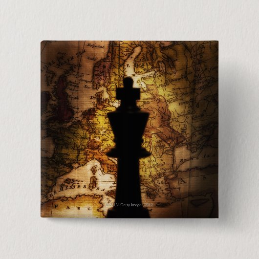 Koningsschaken op oude wereldkaart vierkante button 5,1 cm (Voorkant)