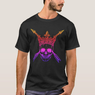 Koningsschedel in kroon en kruispijlen t-shirt