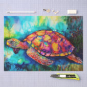 Koningsschildpad zwemt door Azure Zeeen Tissuepapier (Craft)
