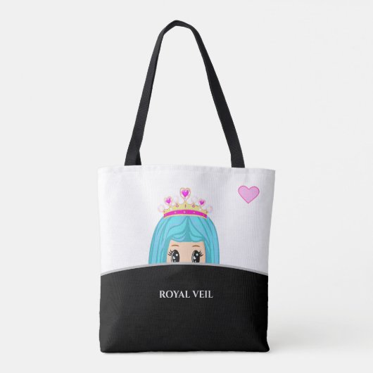 Koningssluier op zwart-wit tote bag (Achterkant)