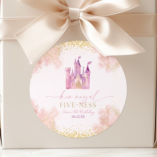 Koninklijk 5-jarig prinsessen feest ronde sticker