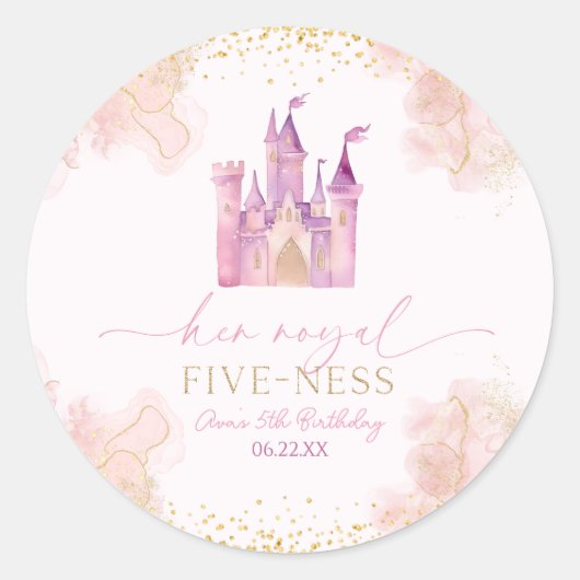 Koninklijk 5-jarig prinsessen feest ronde sticker (Voorkant)