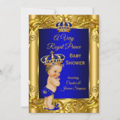 Koninklijk Baby shower - Blauw goudbruin Kaart (Voorkant)