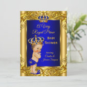 Koninklijk Baby shower - Blauw goudbruin Kaart (Staand voorkant)