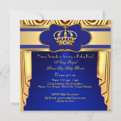 Koninklijk Baby shower Blauwe Zijderzijde Kaart (Achterkant)