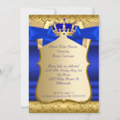 Koninklijk Baby shower Blue Gold Damask Etnic Kaart (Achterkant)