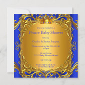 Koninklijk Baby shower Blue Gold Rattle Ethnic Kaart (Achterkant)