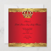 Koninklijk Baby shower Jongen Regal Red Crown Kaart (Achterkant)