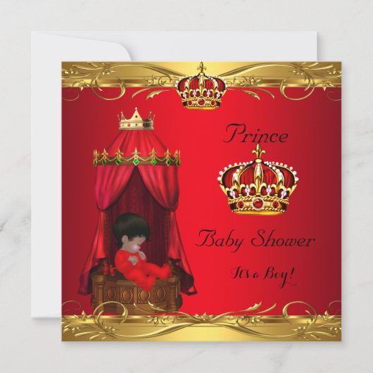 Koninklijk Baby shower Jongen Regal Red Crown Kaart (Voorkant)