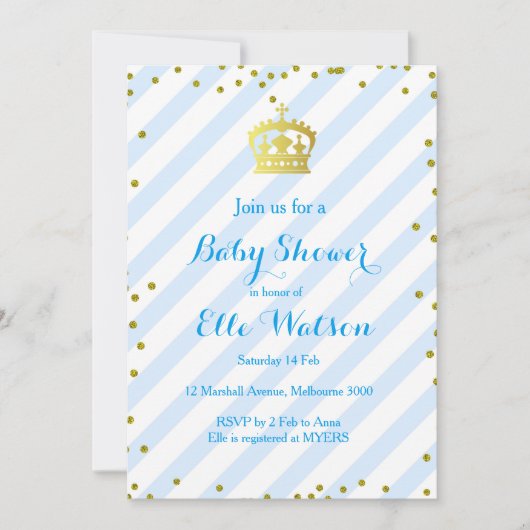 Koninklijk Baby shower Uitnodiging (Voorkant)