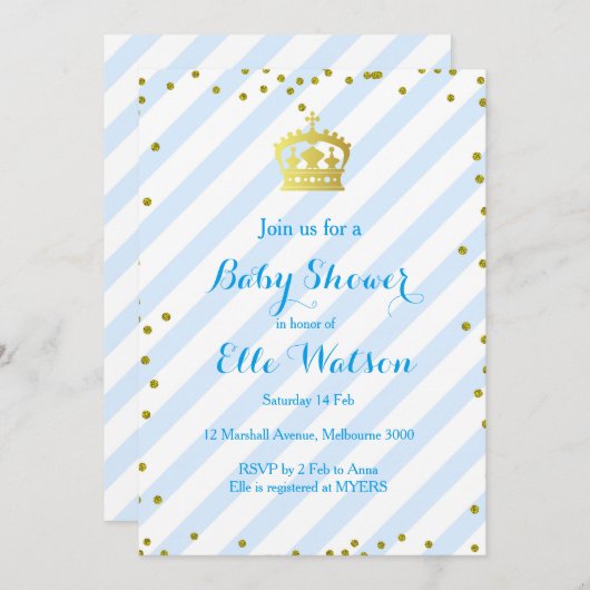 Koninklijk Baby shower Uitnodiging (Voorkant / Achterkant)