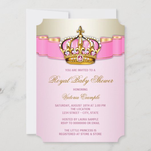 Koninklijk Baby shower van Roze en Gold Princess Kaart (Voorkant)