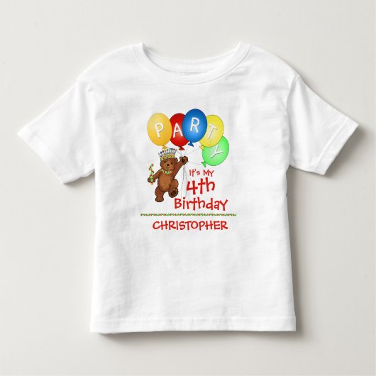 Koninklijk Beer 4e Verjaardagsfeest Custom Kinder Shirts (Voorkant)