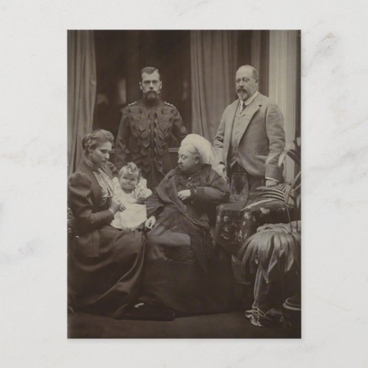 KONINKLIJK BEZOEK TSAAR, TSARINA aan Koningin Vict Briefkaart (Voorkant)