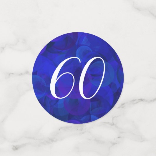 Koninklijk Blauw 60 en PARTIJ bij pensionering Confetti (Kleine voorkant)