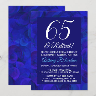Koninklijk Blauw 65 en Gepensioneerd Pensioenfeest Kaart